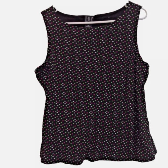 INC International Concepts Woman Plus 1X Sleeveless Black Top‎ Polka Dot … - Picture 1 of 7